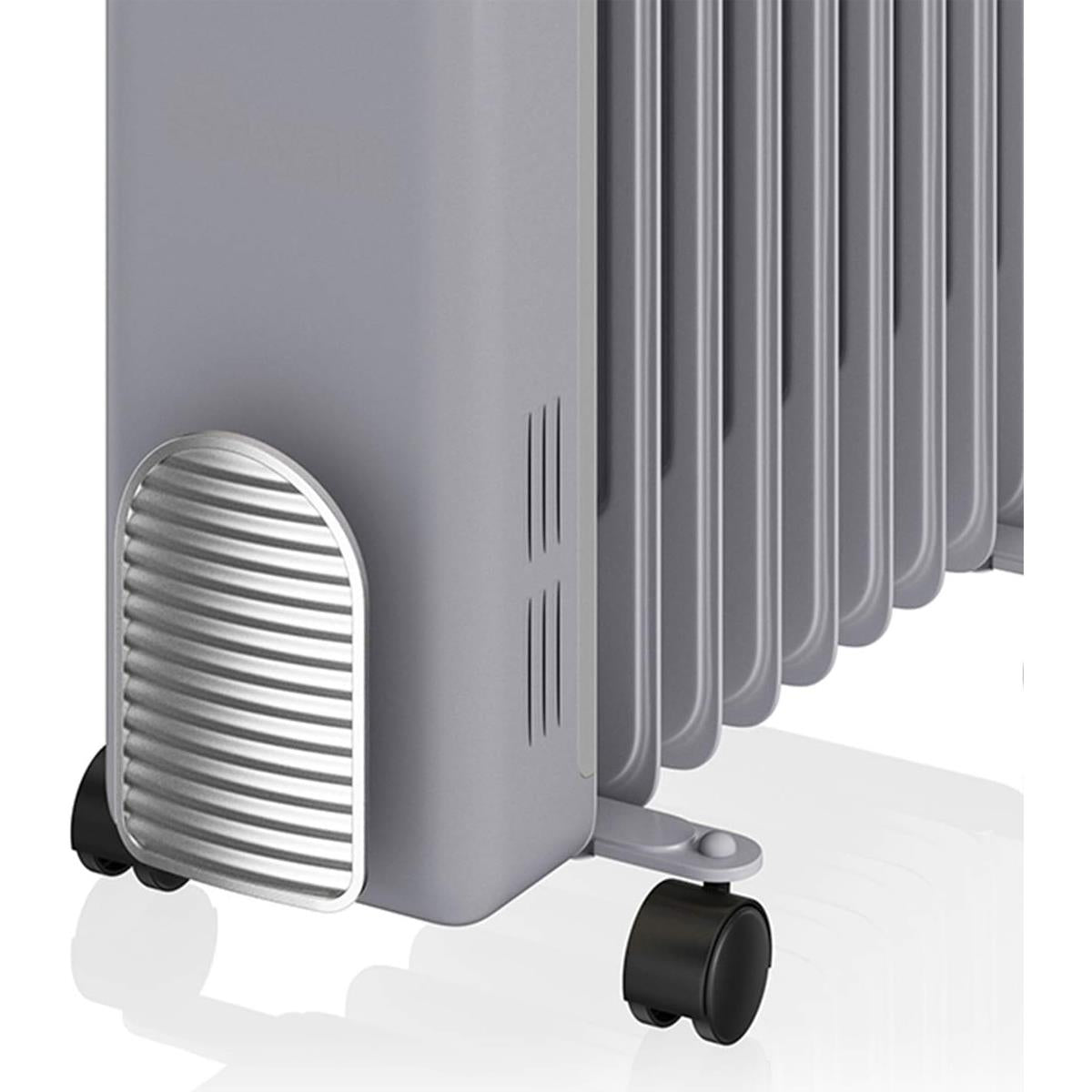 Swan Retro 9 Finned Oil Filled Radiator With 3 Heat Settings 2000 W - Grey