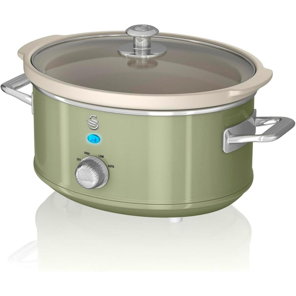 Swan Retro Slow Cooker With 3 Temperature Settings 200W 3.5 Litres - Green
