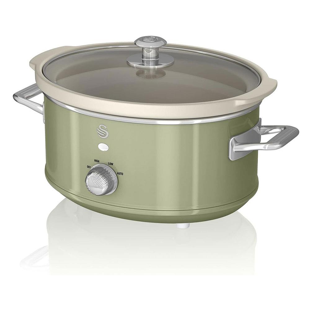 Swan Retro Slow Cooker With 3 Temperature Settings 200W 3.5 Litres - Green