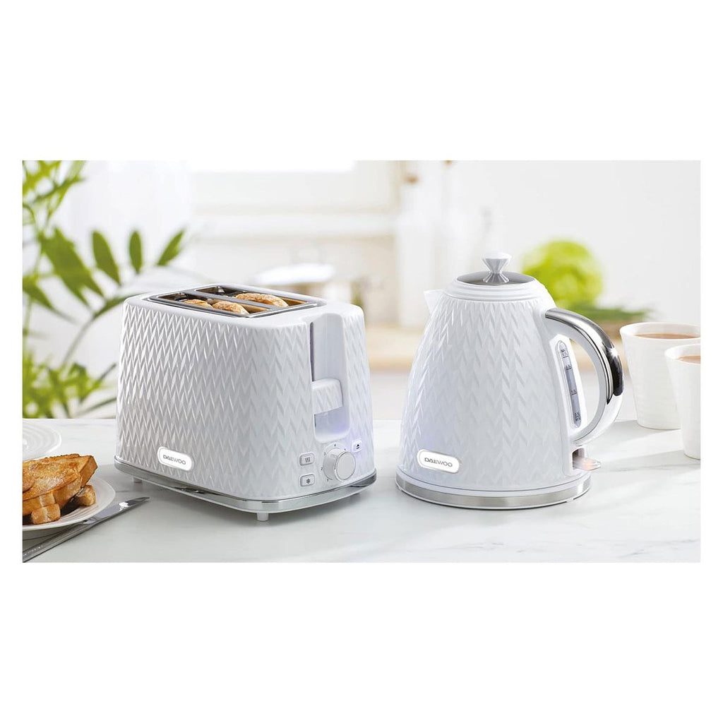 Daewoo Argyle 2 Slice Toaster With Reheat Cancel And Defrost Functions 800 W - White