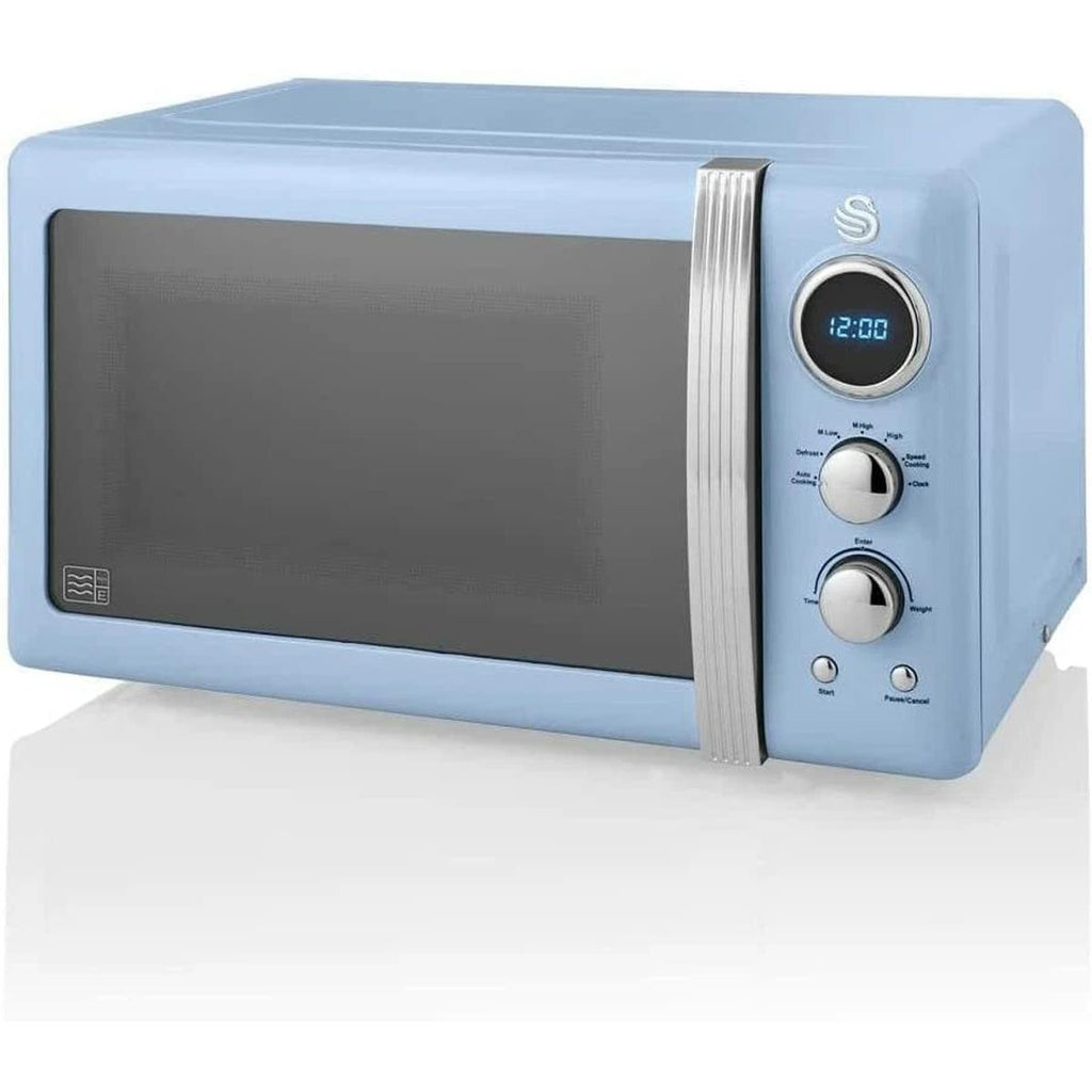 Swan Retro Digital Microwave With 5 Power Levels 800 W 20 Litre - Blue