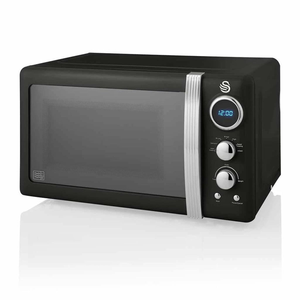 Swan Retro Digital Microwave With 5 Power Levels 800 W 20 Litre - Black