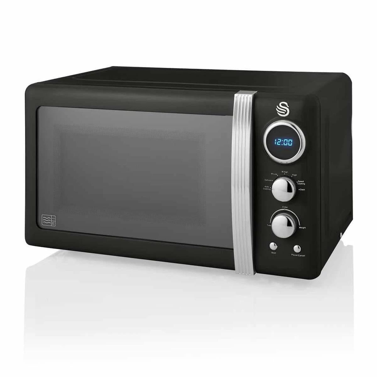 Swan Retro Digital Microwave With 5 Power Levels 800 W 20 Litre - Black