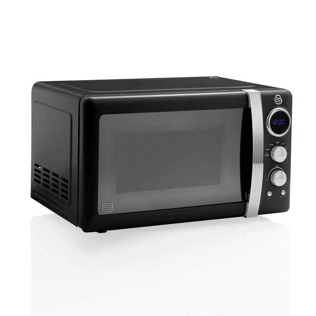 Swan Retro Digital Microwave With 5 Power Levels 800 W 20 Litre - Black