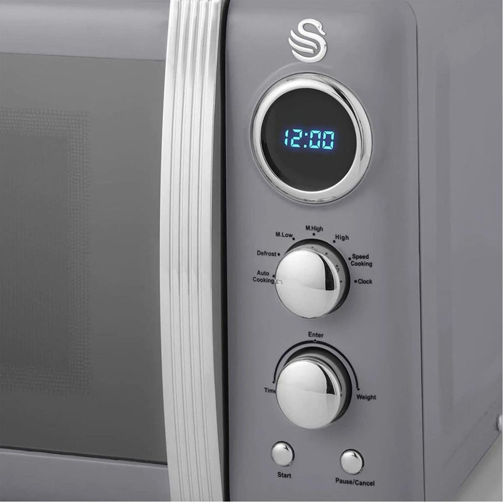 Swan Retro Digital Microwave With 5 Power Levels 800 W 20 Litre - Grey