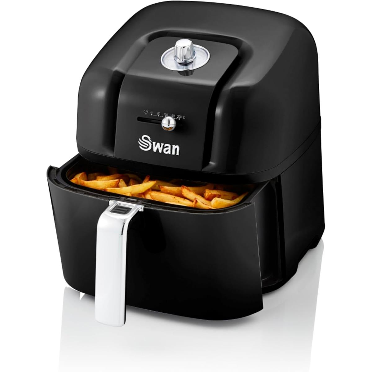 Swan Retro Manual Air Fryer Healthy Frying Non-Stick 6 Litre - Black