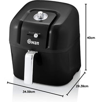 Swan Retro Manual Air Fryer Healthy Frying Non-Stick 6 Litre - Black
