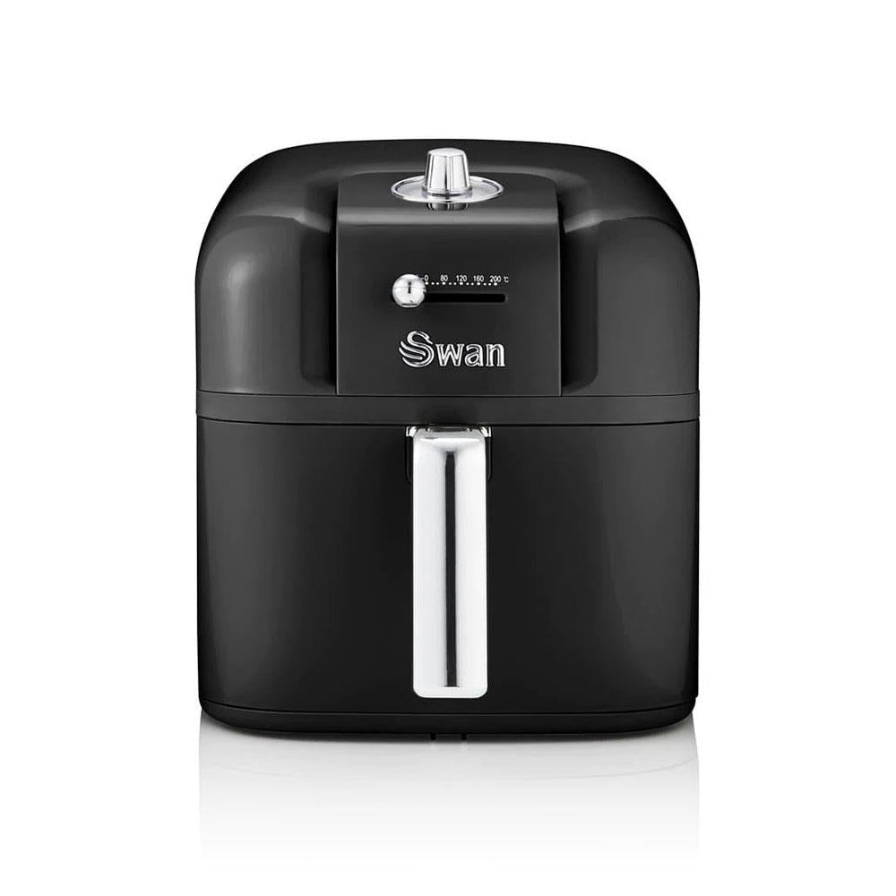 Swan Retro Manual Air Fryer Healthy Frying Non-Stick 6 Litre - Black