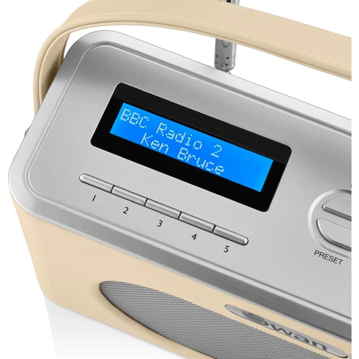 Swan Retro DAB Bluetooth Radio 3W - Cream