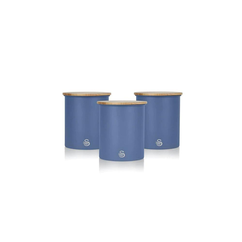 Swan Nordic Sugar Tea Coffee Storage Canisters Set of 3 - Blue
