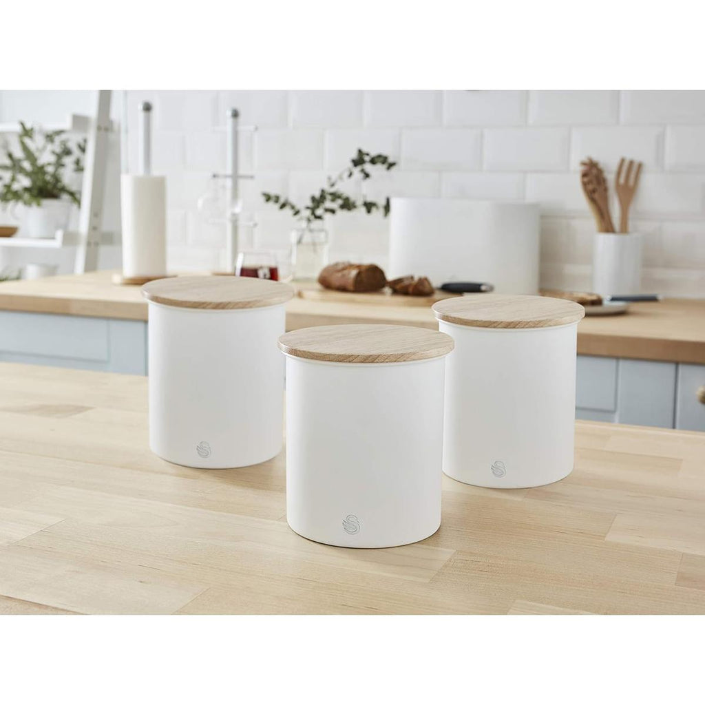Swan Nordic Sugar Tea Coffee Storage Canisters Set of 3 - Cotton White