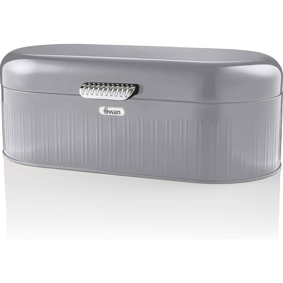 Swan Retro Bread Bin Generous Storage Capacity - Grey