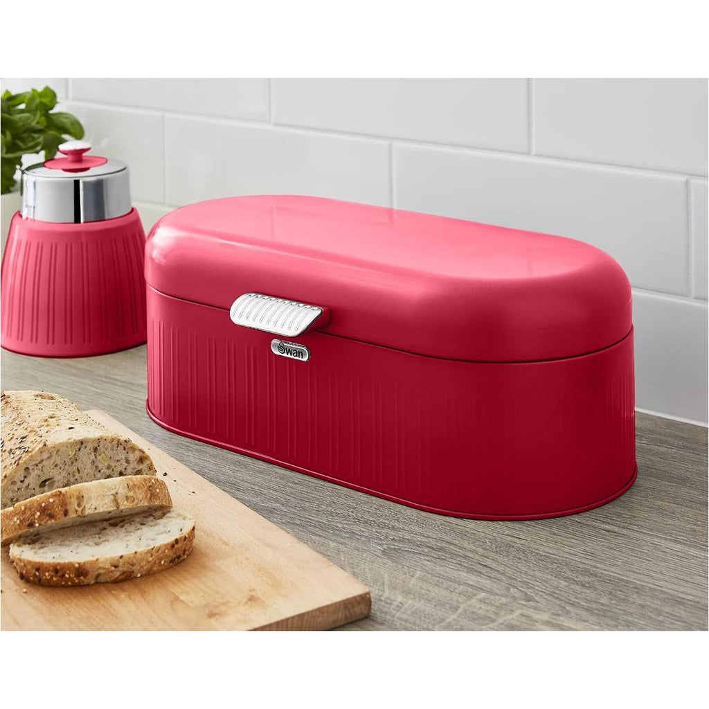Swan Retro Bread Bin Generous Storage Capacity - Red
