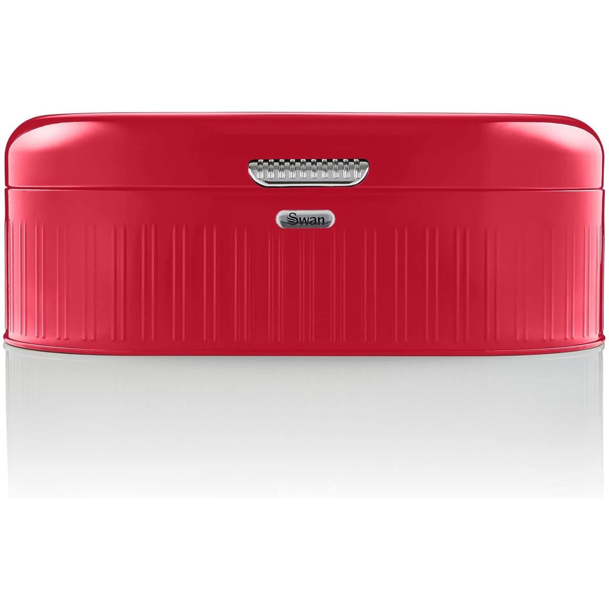 Swan Retro Bread Bin Generous Storage Capacity - Red