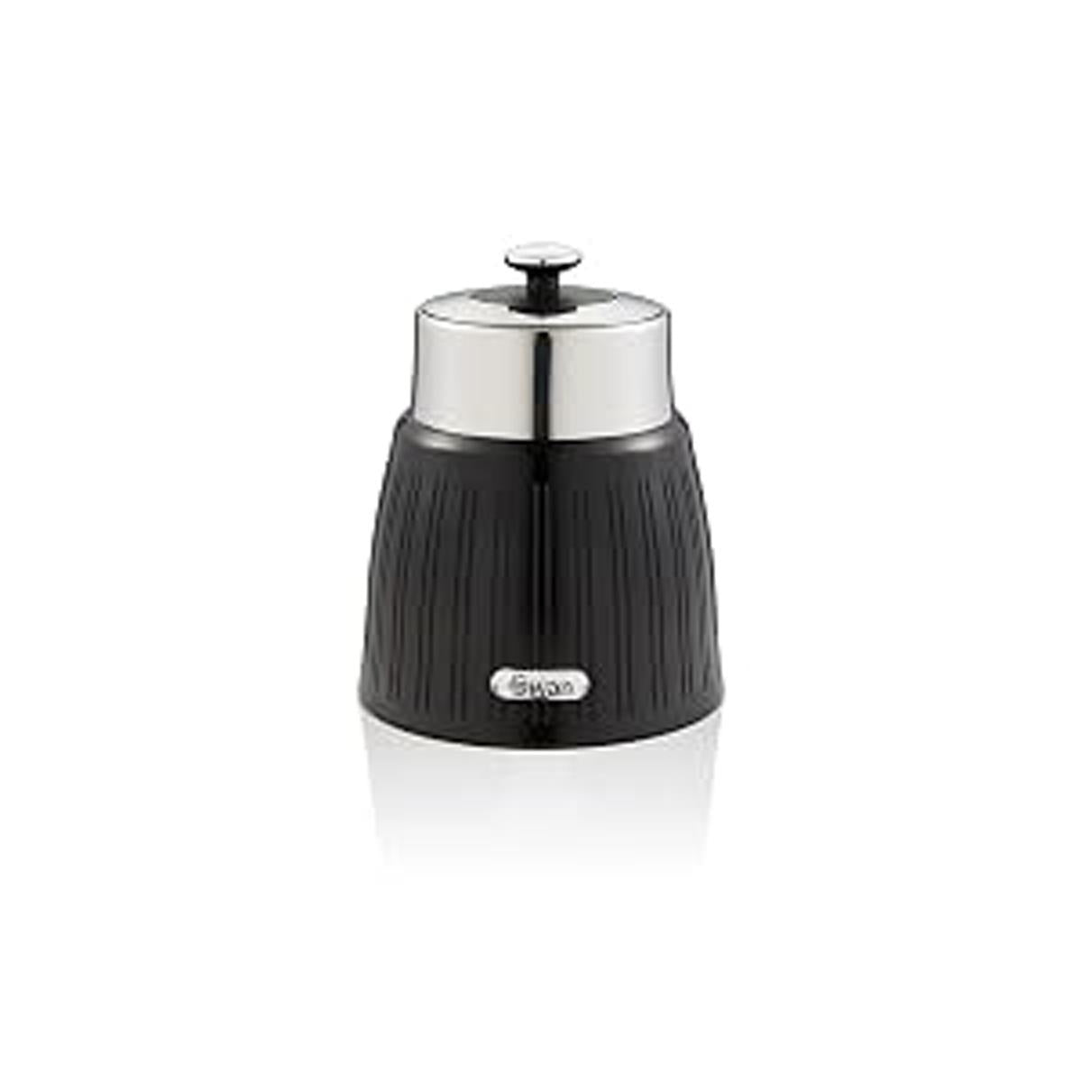 Swan Retro Tea Coffee And Sugar Canisters 1.2 Litre Capacity Set of 3 - Black