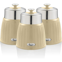 Swan Retro Tea Coffee And Sugar Canisters 1.2 Litre Capacity Set of 3 - Cream