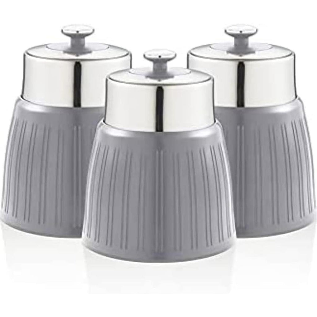 Swan Retro Tea Coffee And Sugar Canisters 1.2 Litre Capacity Set of 3 - Grey