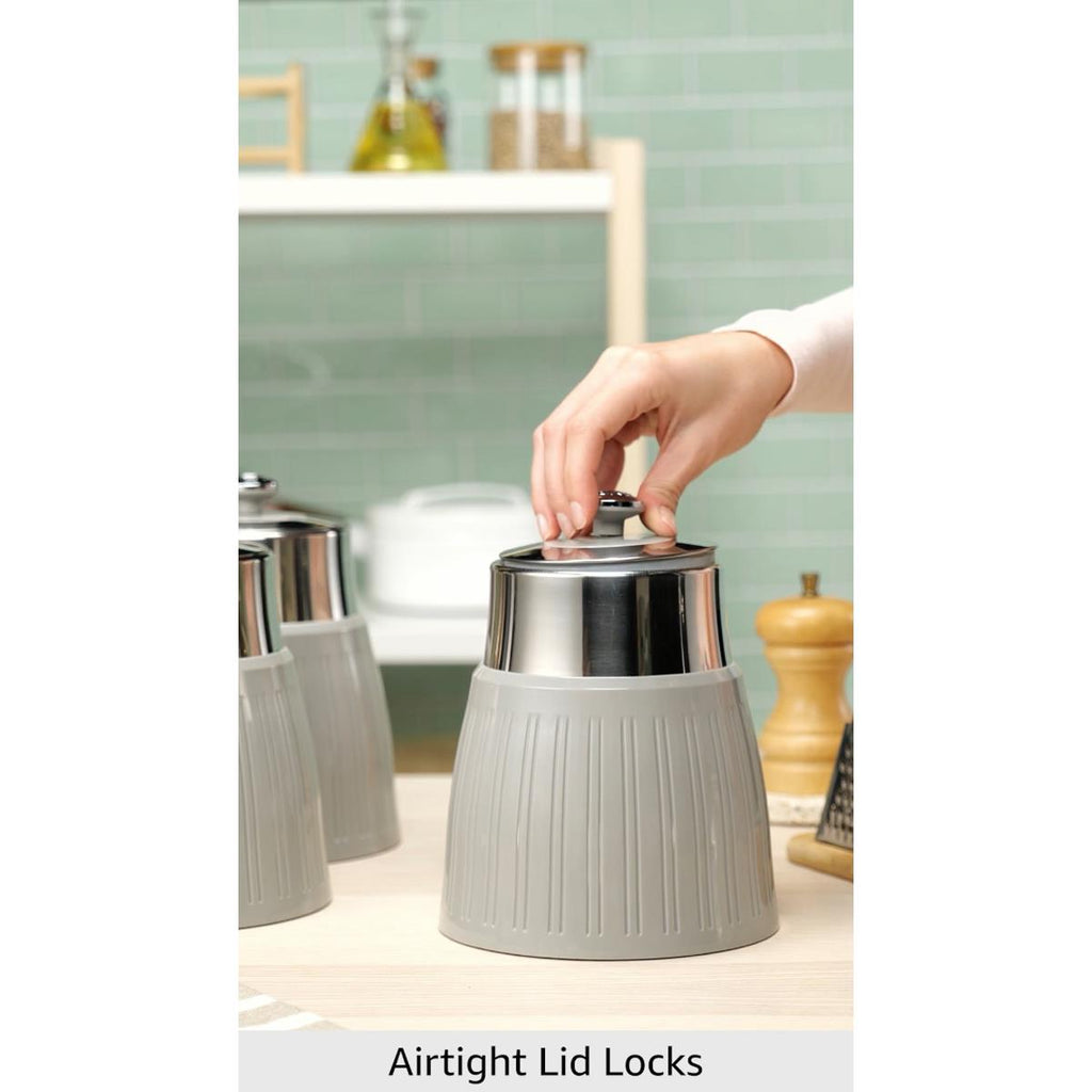 Swan Retro Tea Coffee And Sugar Canisters 1.2 Litre Capacity Set of 3 - Grey