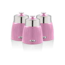 Swan Retro Tea Coffee And Sugar Canisters 1.2 Litre Capacity Set of 3 - Pink
