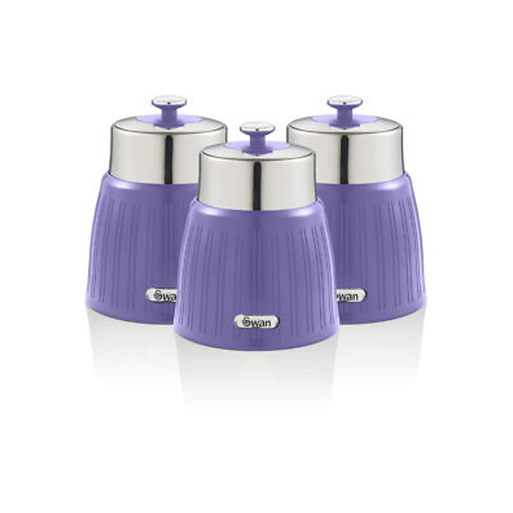 Swan Retro Tea Coffee And Sugar Canisters 1.2 Litre Capacity Set of 3 - Purple