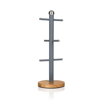 Swan Nordic Six Branch Mug Tree With Bamboo Base Wooden Effect Steel - Slate Grey