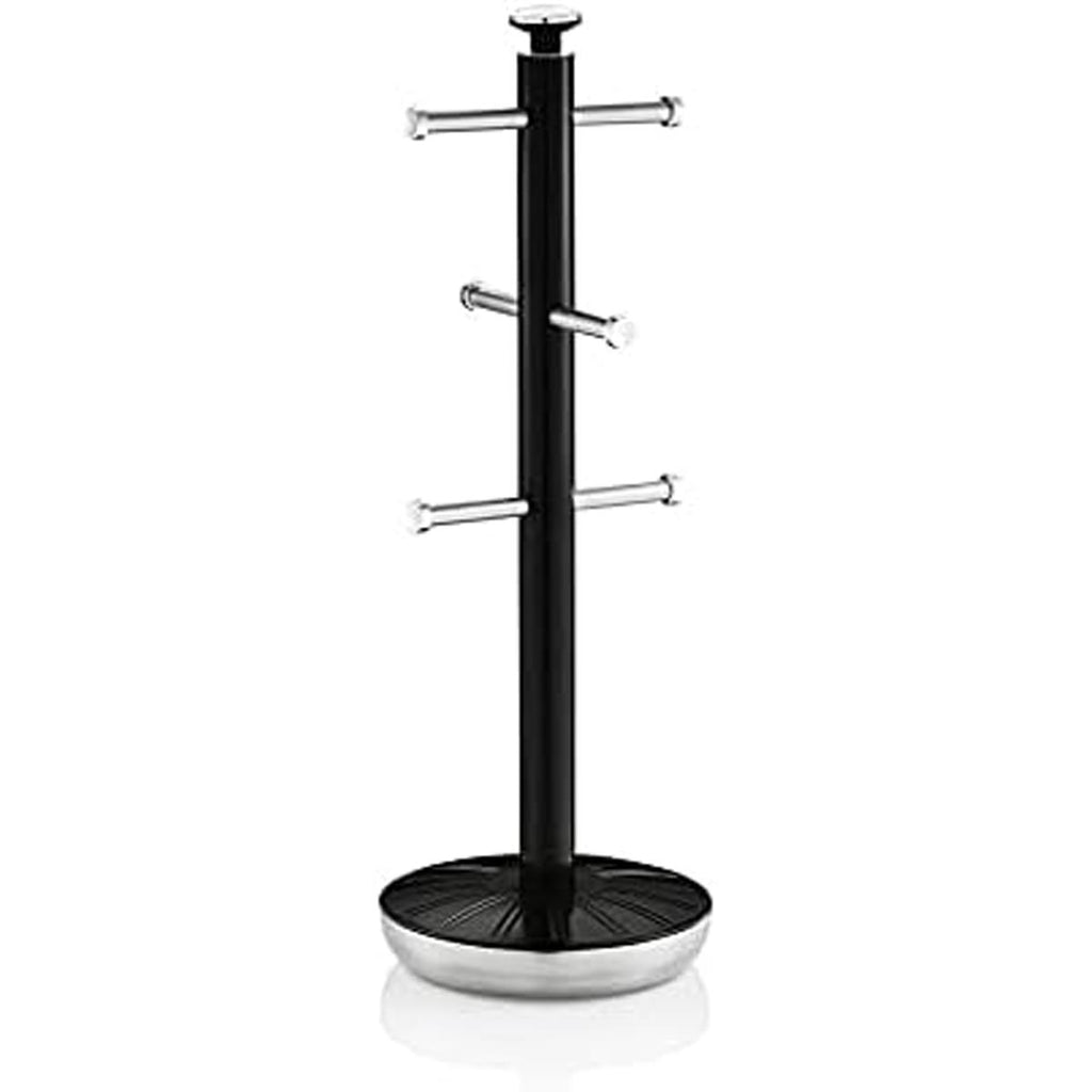 Swan Retro Towel Pole And Mug Tree Set Chrome Stainless Steel - Black