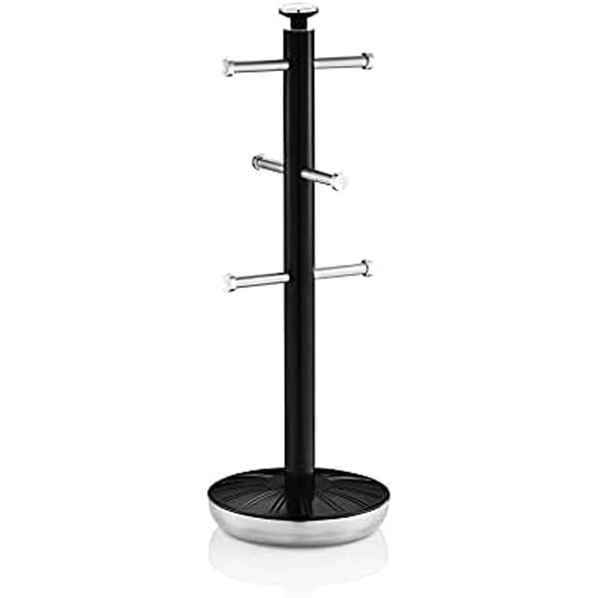 Swan Retro Towel Pole And Mug Tree Set Chrome Stainless Steel - Black