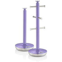 Swan Retro Towel Pole And Mug Tree Set Chrome Stainless Steel - Purple