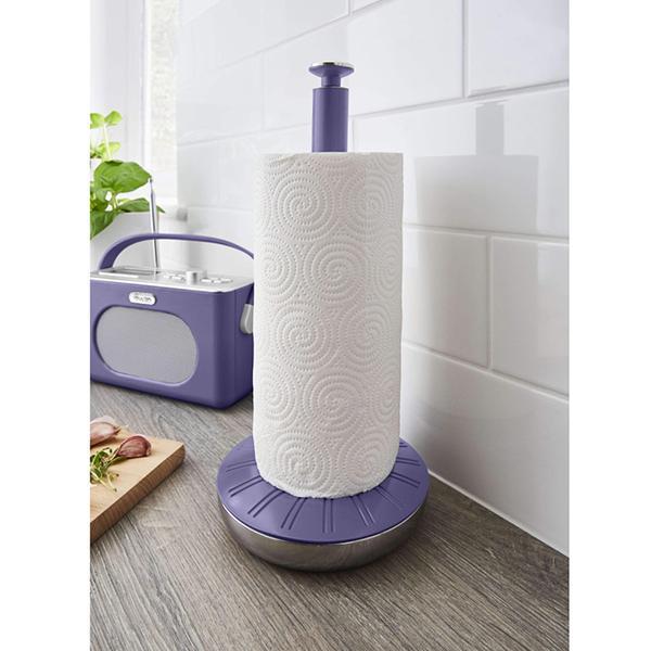 Swan Retro Towel Pole And Mug Tree Set Chrome Stainless Steel - Purple