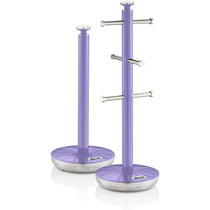 Swan Retro Towel Pole And Mug Tree Set Chrome Stainless Steel - Purple
