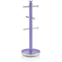 Swan Retro Towel Pole And Mug Tree Set Chrome Stainless Steel - Purple