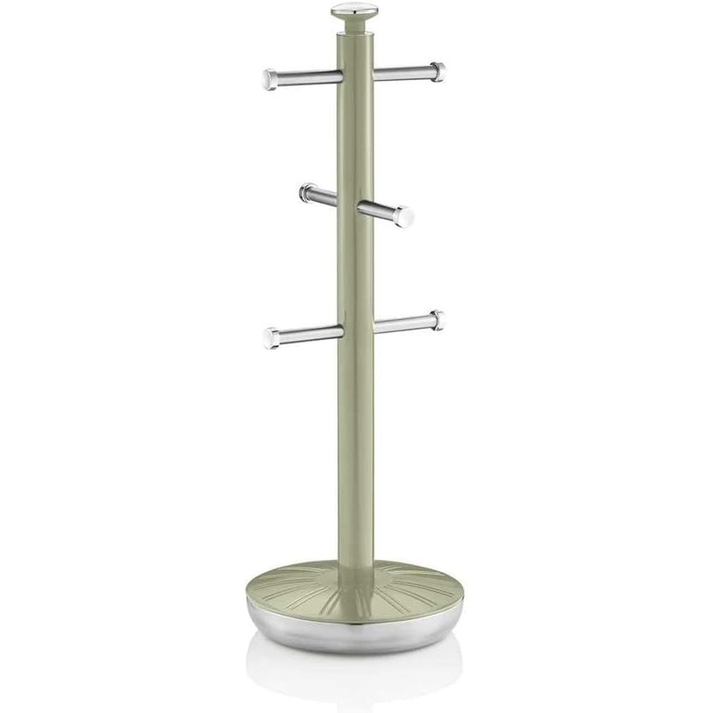 Swan Retro Towel Pole And Mug Tree Set Chrome Stainless Steel - Green