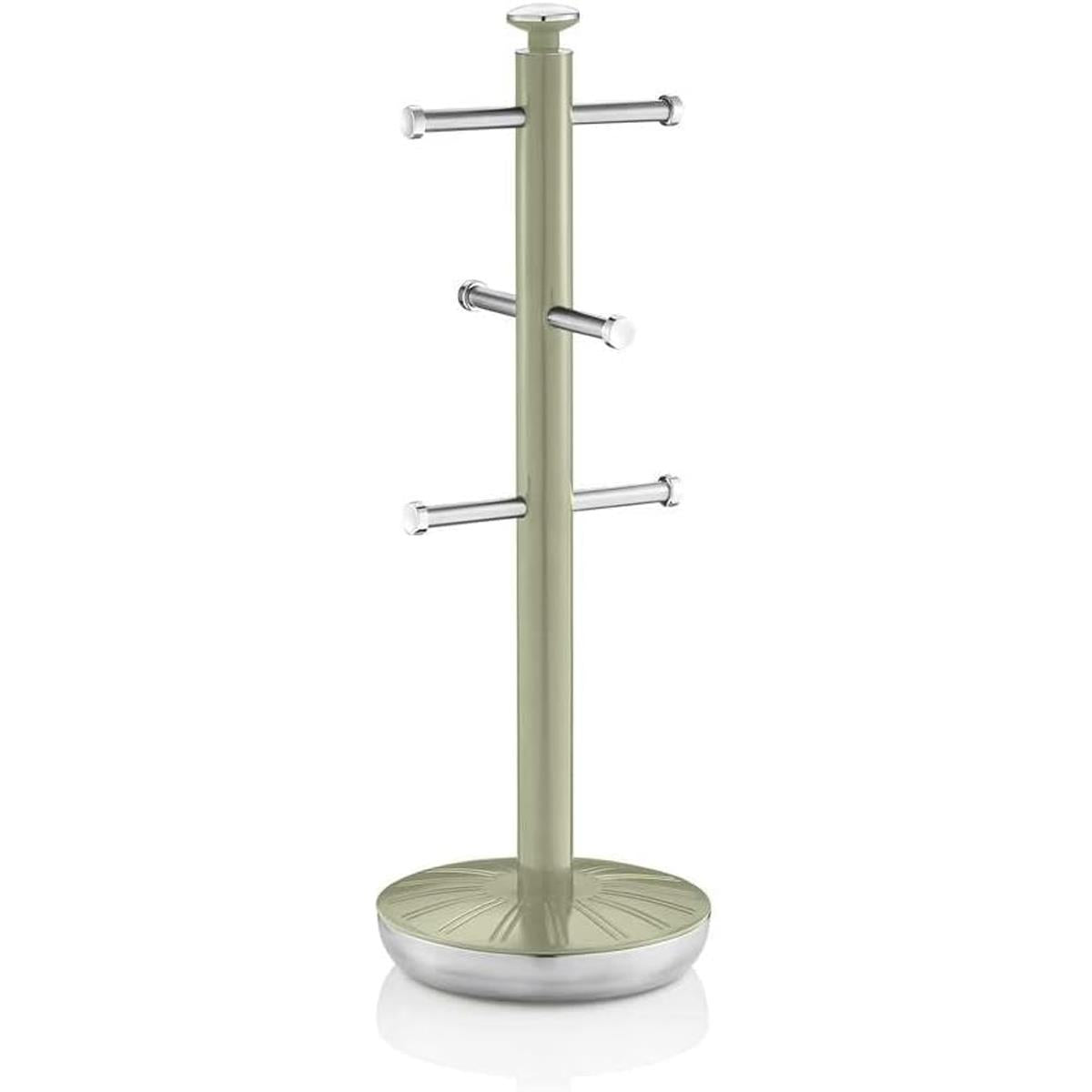 Swan Retro Towel Pole And Mug Tree Set Chrome Stainless Steel - Green