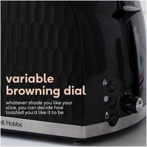 Russell Hobbs Contemporary Honeycomb 2 Slice Toaster 850 W - Black