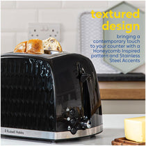 Russell Hobbs Contemporary Honeycomb 2 Slice Toaster 850 W - Black