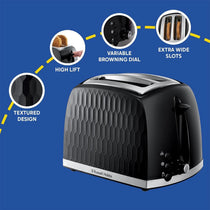 Russell Hobbs Contemporary Honeycomb 2 Slice Toaster 850 W - Black
