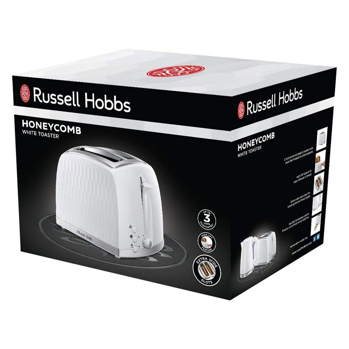 Russell Hobbs Contemporary Honeycomb 2 Slice Toaster 850 W - White