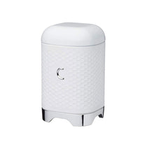 KitchenCraft Lovello Textured Coffee Canister Jar With Geometric Embossed Finish 11 x 11 x 19 cm (4.5" x 4.5" x 7.5") - Ice White
