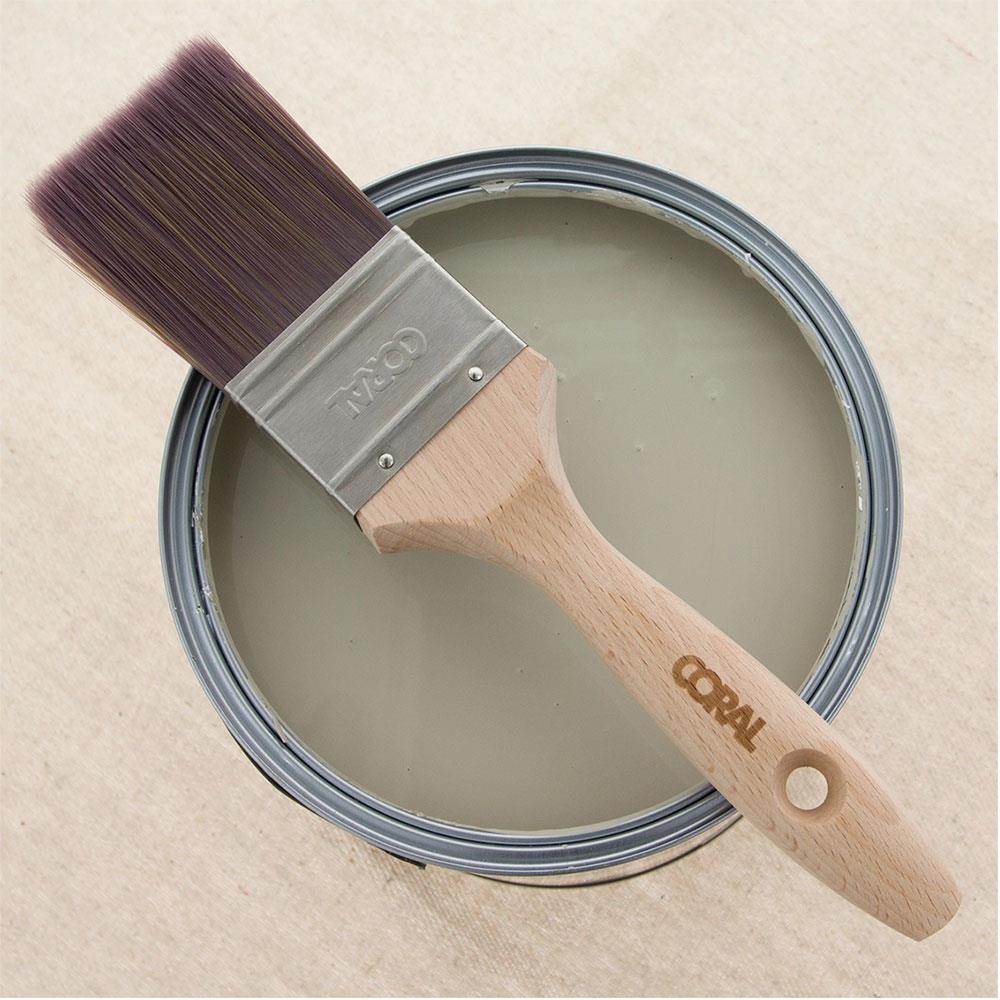 Coral Aspire Paint Brush With Fine Synthetic Bristle Paintbrush Head And Wooden Handle 2 Inch - Beige