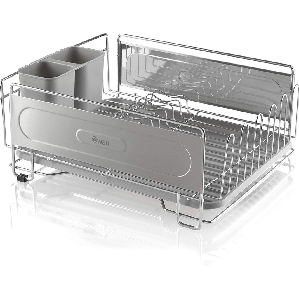 Swan Dish Rack Rust Resistant Dish Drainer With Anti Slip Feet And Drip Tray - Chrome