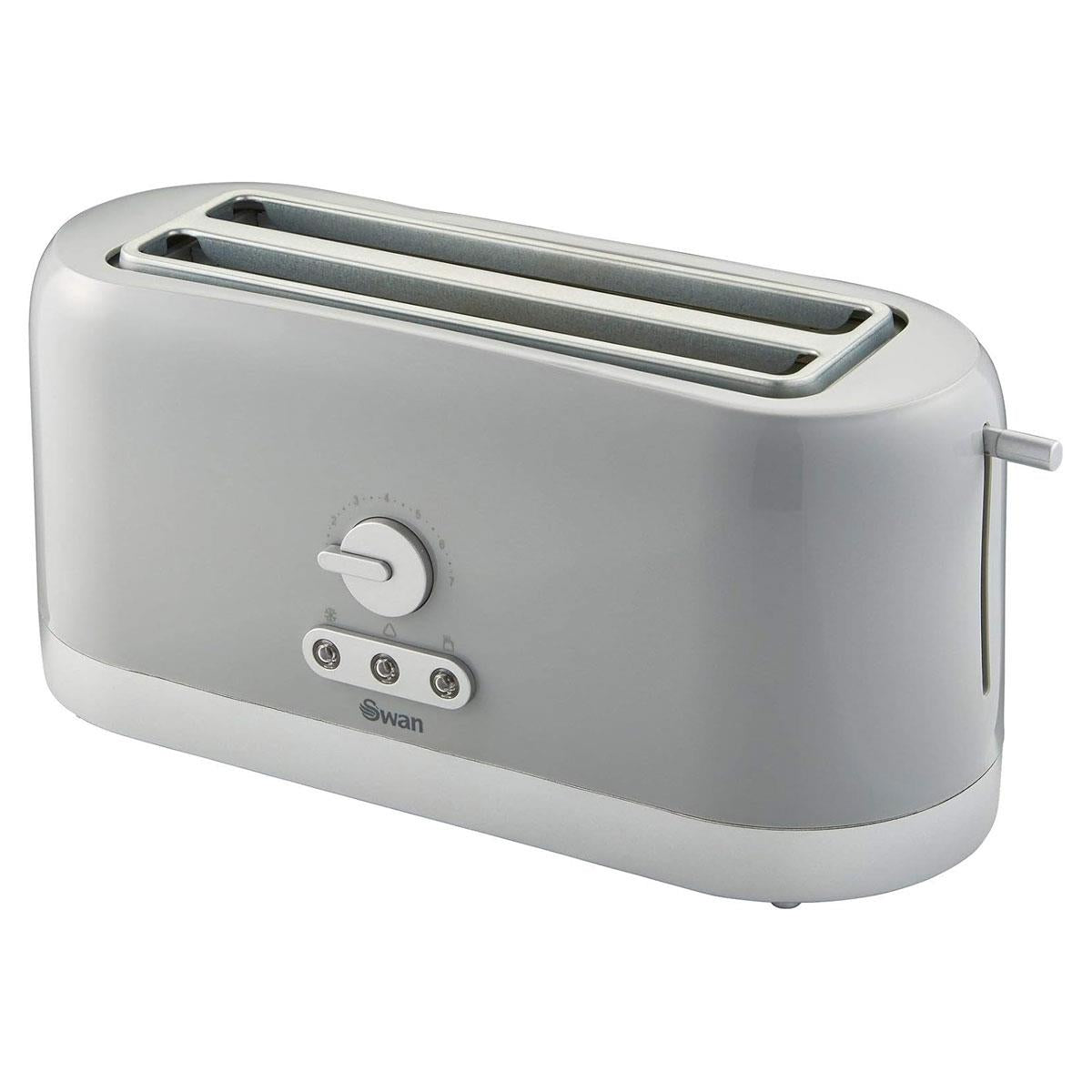 Swan Long Slot 4 Slice Toaster With Variable Browning Control 1400 W - Grey