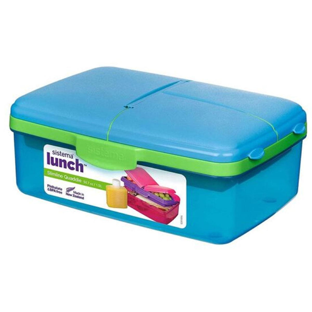Sistema Trends Slimline Quaddie Lunch Box 1.5 Litre - Assorted Colour