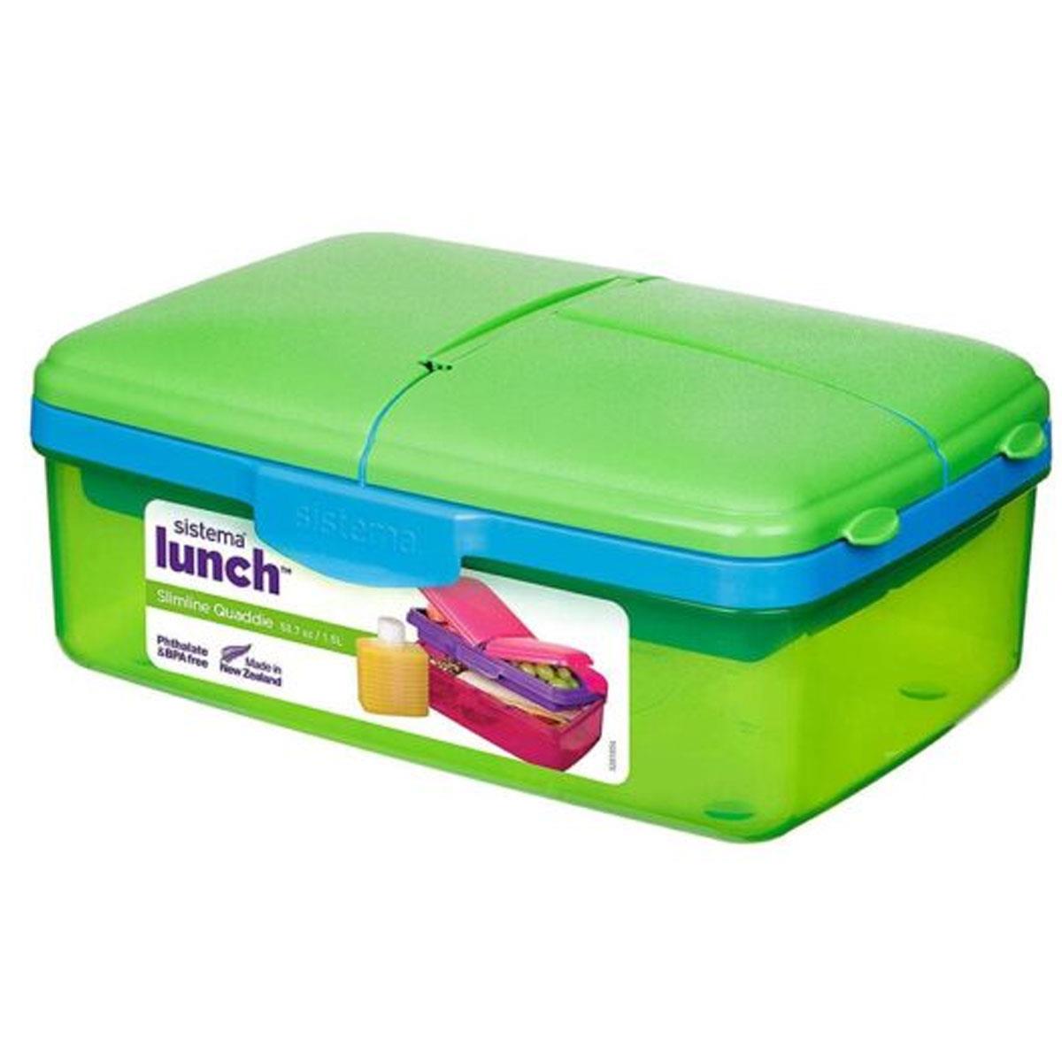 Sistema Trends Slimline Quaddie Lunch Box 1.5 Litre - Assorted Colour