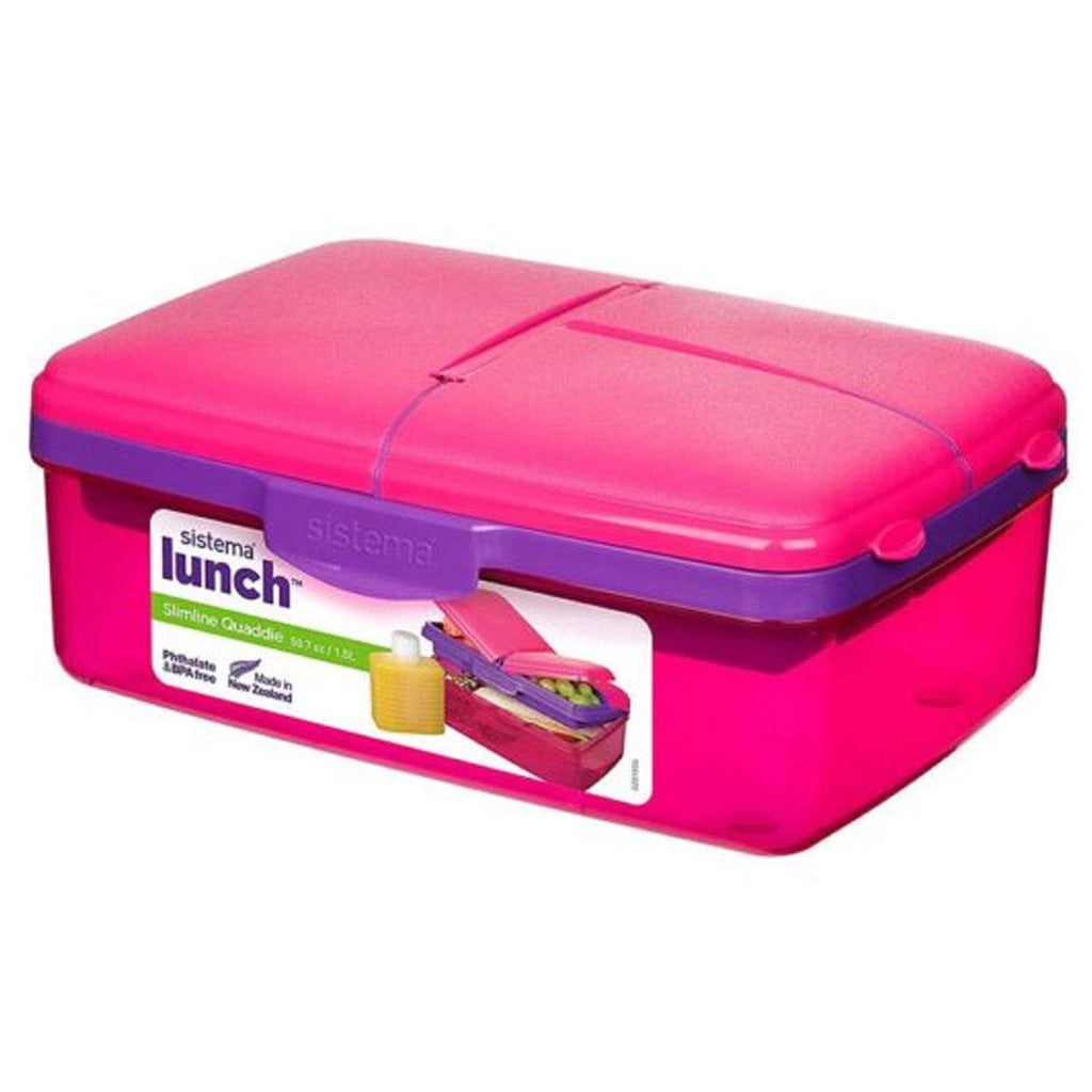 Sistema Trends Slimline Quaddie Lunch Box 1.5 Litre - Assorted Colour