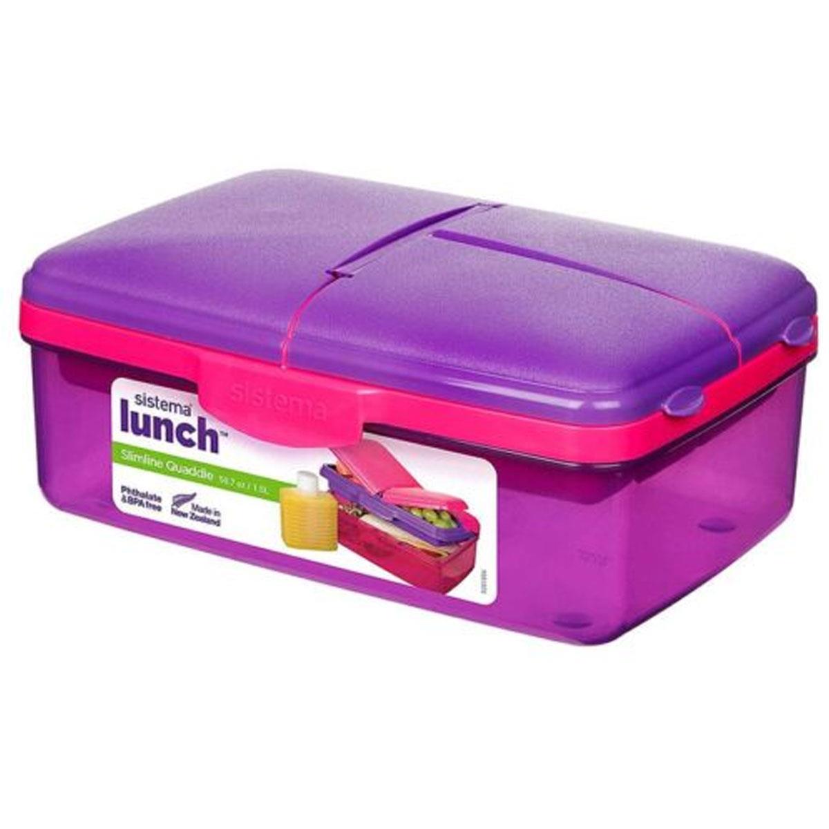 Sistema Trends Slimline Quaddie Lunch Box 1.5 Litre - Assorted Colour