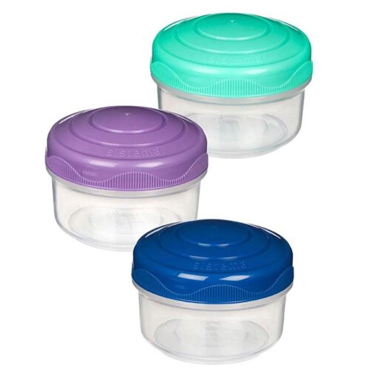 Sistema Mini Bites To Go 130ml Little Containers With Colourful Lids Set of 3 - Assorted Colours