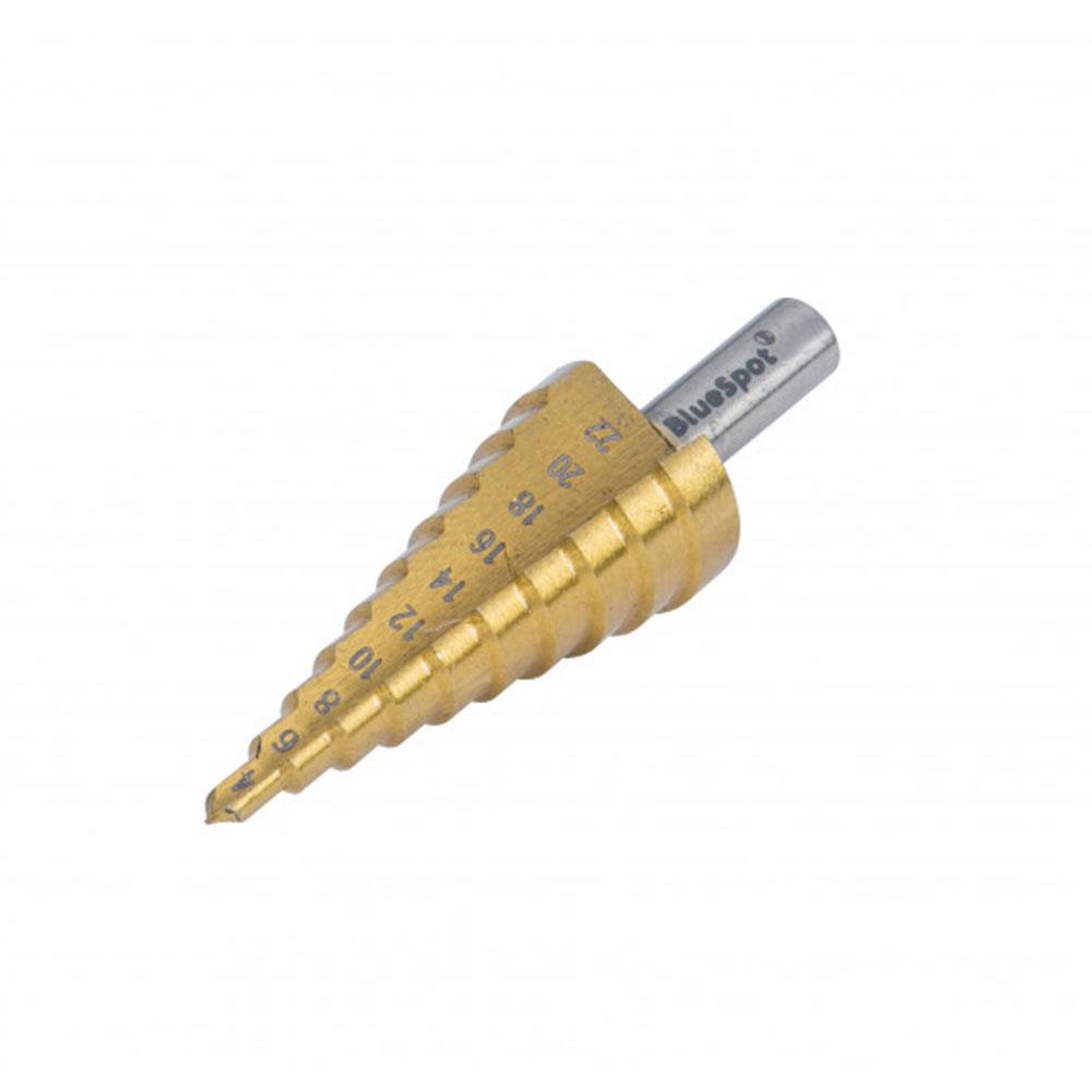 BlueSpot HSS Step Drill 4-22mm Titanium High Speed Steel - Bronze