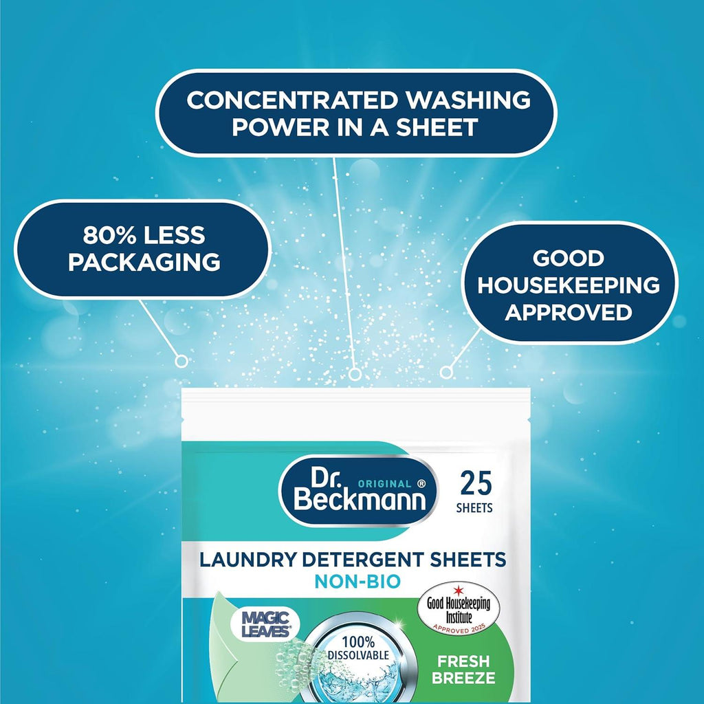 Dr. Beckmann Magic Leaves Non-Bio Laundry Detergent Sheets - 25 Washes