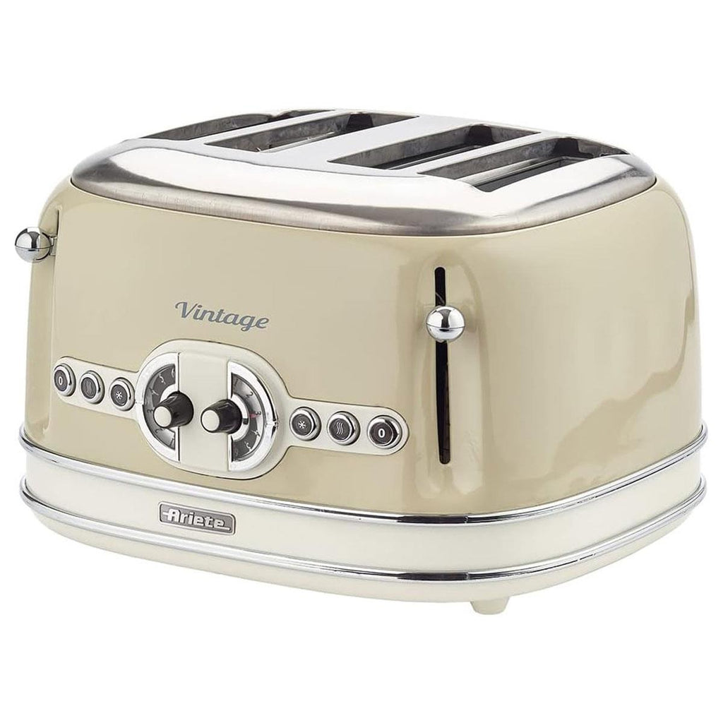 Ariete Vintage 4 Slice Toaster With Defrost Reheat And Cancel Metal 1600 W - Cream