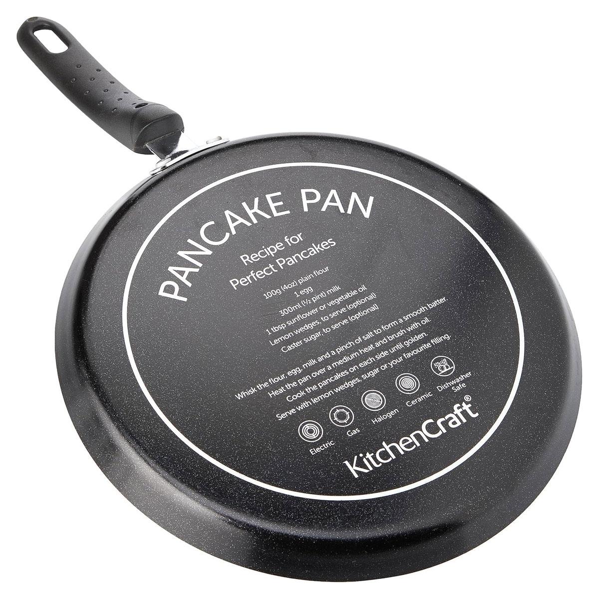 KitchenCraft Non-Stick Crepe And Pancake Frying Pan 24cm Stainless Steel - Black